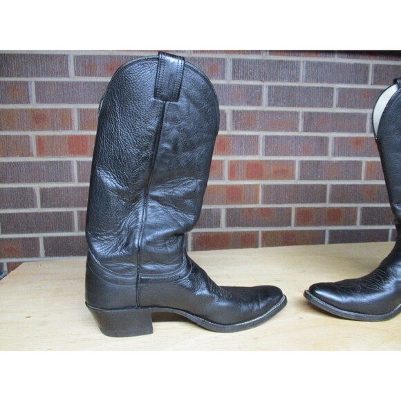 VINTAGE Olathe Cowboy Boots Mens 10 AA Extra Narrow Black Leather Western USA - Picture 9 of 16